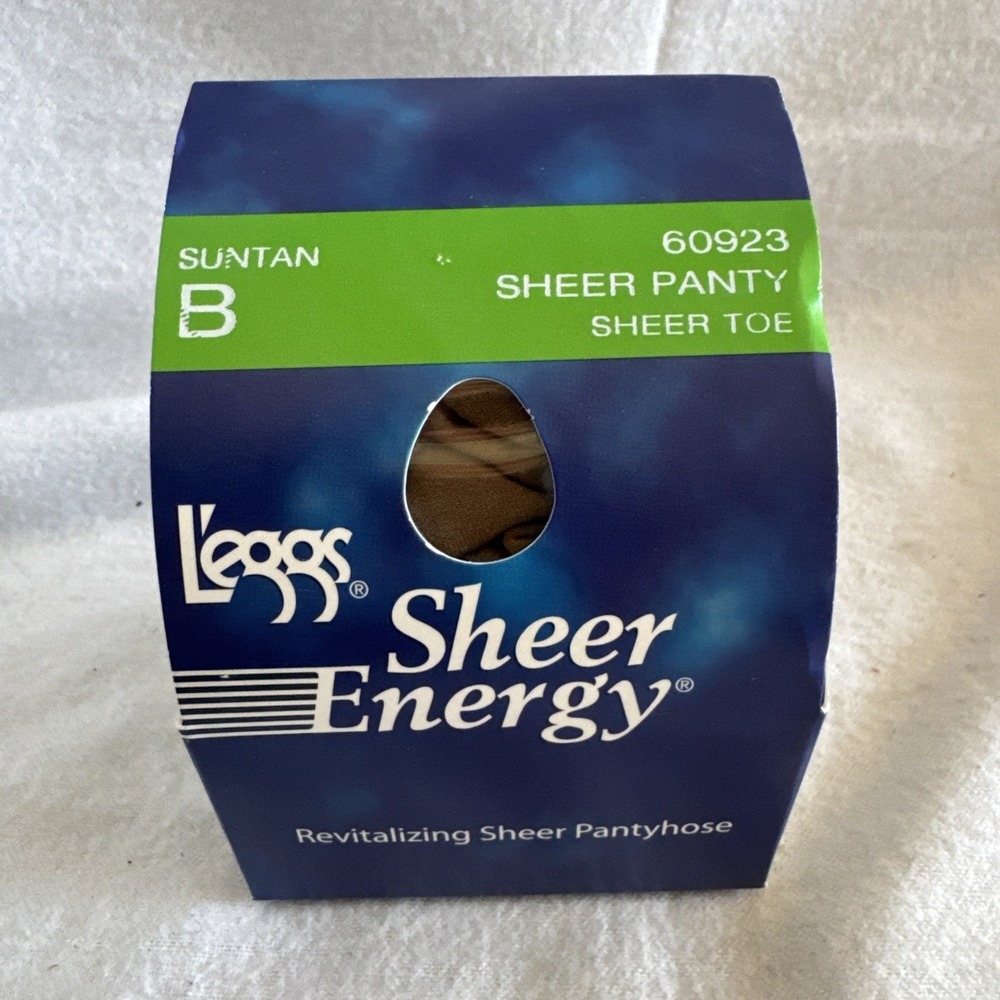 Vintage L'eggs Sheer Energy Sheer Panty Pantyhose Suntan Size B Sheer Toe 60923